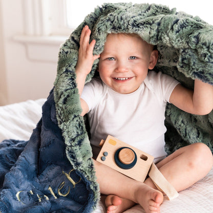 Wild Rabbit Artichoke Minky Baby Blanket - Green Baby Boy Blanket - Personalized